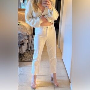 Slim Fit Ankle Off White Jeans